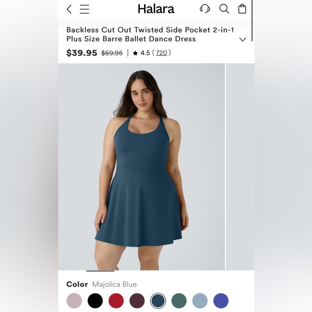 Halara Majolica Blue Backless Dress plus size worn ONCE